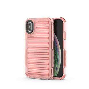 For iPhone XS / X High Transparency TPU Hybrid PC Airbag Phone Case(Peach Red)