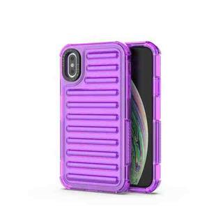 For iPhone XS / X High Transparency TPU Hybrid PC Airbag Phone Case(Transparent Purple)