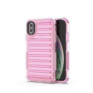 For iPhone XS / X High Transparency TPU Hybrid PC Airbag Phone Case(Pink)