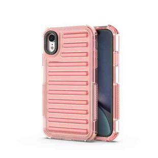 For iPhone XR High Transparency TPU Hybrid PC Airbag Phone Case(Peach Red)