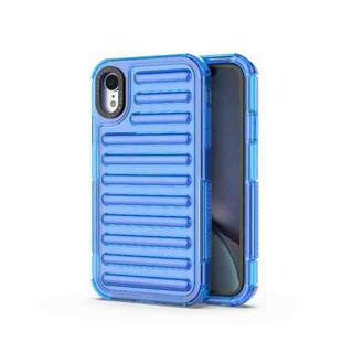 For iPhone XR High Transparency TPU Hybrid PC Airbag Phone Case(Transparent Blue)