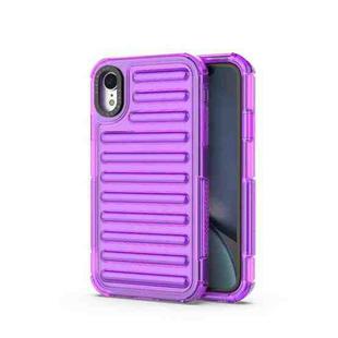 For iPhone XR High Transparency TPU Hybrid PC Airbag Phone Case(Transparent Purple)