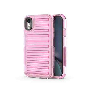 For iPhone XR High Transparency TPU Hybrid PC Airbag Phone Case(Pink)