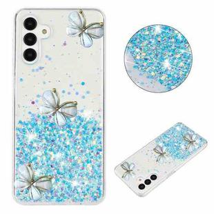 For Samsung Galaxy A35 5G Luminous Starry Sky Glitter Butterfly TPU Phone Case(Blue)