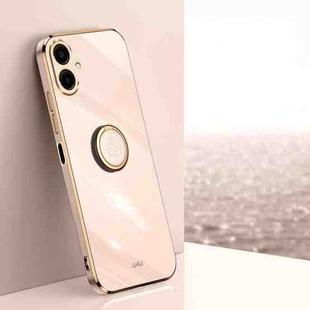 For Samsung Galaxy A07 5G XINLI Straight Edge 6D Electroplate TPU Phone Case with Ring Holder(Pink)
