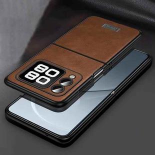 For Huawei nova Flip SULADA Shockproof TPU Hybrid Handmade Leather Phone Case(Brown)