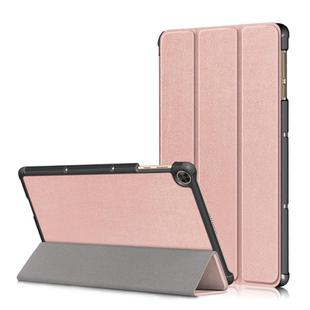 For Huawei Enjoy Tablet 2 10.1 inch / Honor Pad 6 10.1 inch Solid Color Horizontal Flip Leather Case with Three-folding Holder & Sleep / Wake-up Function(Rose Gold)