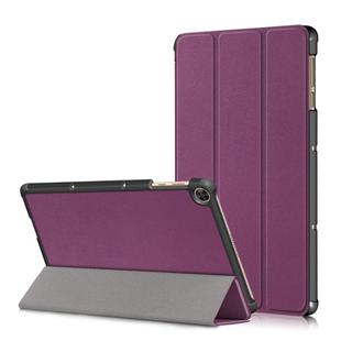 For Huawei Enjoy Tablet 2 10.1 inch / Honor Pad 6 10.1 inch Solid Color Horizontal Flip Leather Case with Three-folding Holder & Sleep / Wake-up Function(Purple)