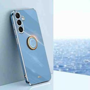 For Samsung Galaxy S25+ 5G XINLI Straight Edge 6D Electroplate TPU Phone Case with Ring Holder(Celestial Blue)