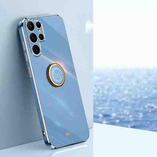 For Samsung Galaxy S25 Ultra 5G XINLI Straight Edge 6D Electroplate TPU Phone Case with Ring Holder(Celestial Blue)