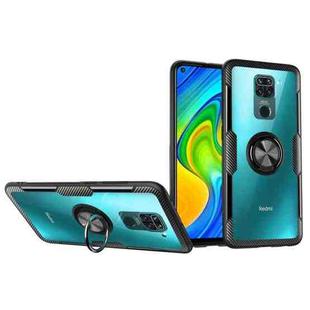 For Xiaomi Redmi Note 9 Shockproof Transparent TPU + Acrylic Protective Case with Ring Holder(Black)