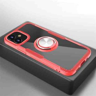 For iPhone 12 mini Shockproof Transparent TPU + Acrylic Protective Case with Ring Holder(Red)