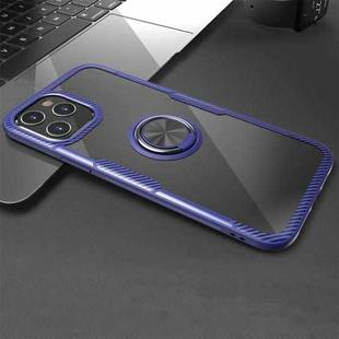 For iPhone 12 Pro Max Shockproof Transparent TPU + Acrylic Protective Case with Ring Holder(Blue)