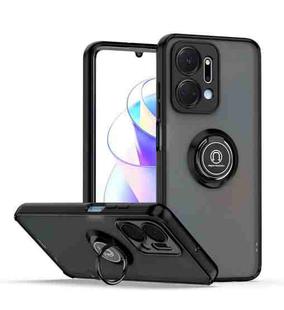 For Honor X7a Q Shadow 1 Series TPU + PC Phone Case with Ring(Black+Black)