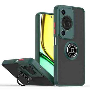 For Huawei Enjoy 70 / nova Y72 Q Shadow 1 Series TPU Hybrid PC Phone Case with Ring(Dark Green)