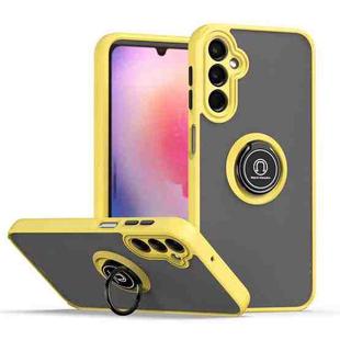For Samsung Galaxy A24 4G Q Shadow 1 Series TPU + PC Phone Case with Ring(Yellow)