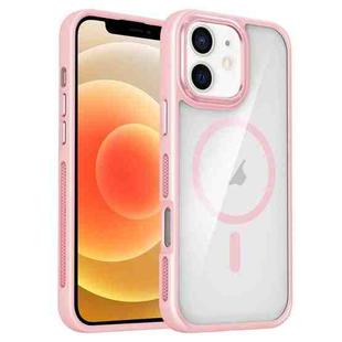 For iPhone 12 / 12 Pro Breathable Skin Feel Transparent MagSafe Magnetic Phone Case(Pink)