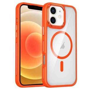 For iPhone 12 / 12 Pro Breathable Skin Feel Transparent MagSafe Magnetic Phone Case(Orange)