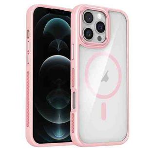 For iPhone 12 Pro Max Breathable Skin Feel Transparent MagSafe Magnetic Phone Case(Pink)