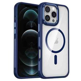 For iPhone 12 Pro Max Breathable Skin Feel Transparent MagSafe Magnetic Phone Case(Dark Blue)