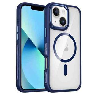 For iPhone 14 / 13 Breathable Skin Feel Transparent MagSafe Magnetic Phone Case(Dark Blue)