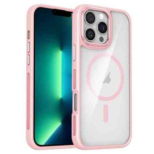 For iPhone 13 Pro Breathable Skin Feel Transparent MagSafe Magnetic Phone Case(Pink)