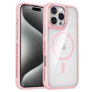 For iPhone 15 Pro Breathable Skin Feel Transparent MagSafe Magnetic Phone Case(Pink)