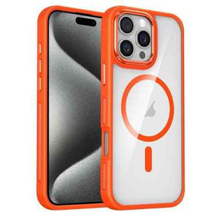 For iPhone 15 Pro Breathable Skin Feel Transparent MagSafe Magnetic Phone Case(Orange)