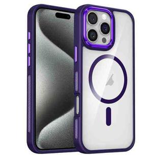 For iPhone 15 Pro Breathable Skin Feel Transparent MagSafe Magnetic Phone Case(Purple)