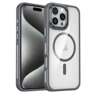 For iPhone 15 Pro Max Breathable Skin Feel Transparent MagSafe Magnetic Phone Case(Grey)