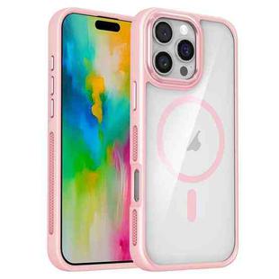 For iPhone 16 Pro Breathable Skin Feel Transparent MagSafe Magnetic Phone Case(Pink)