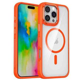 For iPhone 16 Pro Breathable Skin Feel Transparent MagSafe Magnetic Phone Case(Orange)