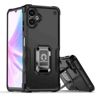 For Samsung Galaxy A06 4G Non-slip Shockproof Armor Phone Case with Ring Holder(Black)