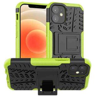 For iPhone 12 mini Tire Texture Shockproof TPU + PC Protective Case with Holder(Green)