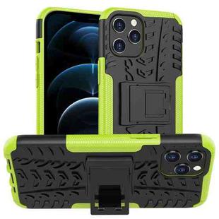 For iPhone 12 Pro Max Tire Texture Shockproof TPU + PC Protective Case with Holder(Green)