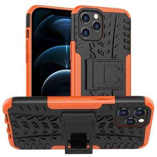 For iPhone 12 Pro Max Tire Texture Shockproof TPU + PC Protective Case with Holder(Orange)