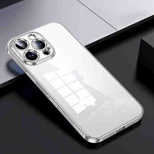 For iPhone 16 Pro Max SULADA Shine Through Series Plating TPU Transparent Phone Case(Silver)