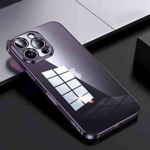 For iPhone 16 Pro Max SULADA Shine Through Series Plating TPU Transparent Phone Case(Dark Purple)