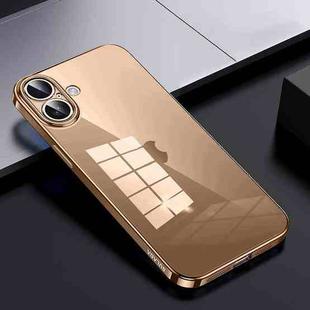 For iPhone 16 Plus SULADA Shine Through Series Plating TPU Transparent Phone Case(Gold)