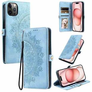 For iPhone 12 / 12 Pro Skin Feel Totem Embossed Leather Phone Case(Blue)