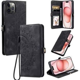 For iPhone 12 / 12 Pro Skin Feel Totem Embossed Leather Phone Case(Black)