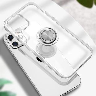 For iPhone 12 mini Transparent TPU Protective Case with Metal Ring Holder(Transparent)