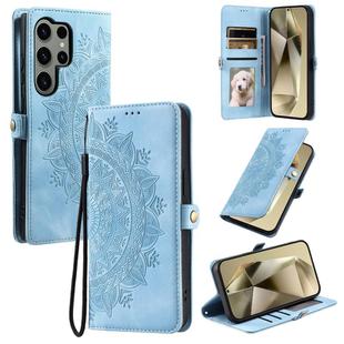 For Samsung Galaxy S24 Ultra 5G Skin Feel Totem Embossed Leather Phone Case(Blue)