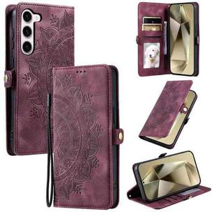 For Samsung Galaxy S23 5G Skin Feel Totem Embossed Leather Phone Case(Wine Red)