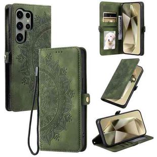 For Samsung Galaxy S25 Ultra 5G Skin Feel Totem Embossed Leather Phone Case(Deep Green)