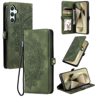 For Samsung Galaxy S25 5G Skin Feel Totem Embossed Leather Phone Case(Deep Green)