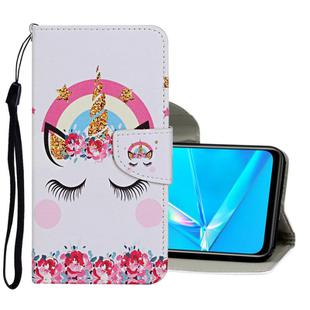 For OPPO A8 Colored Drawing Pattern Horizontal Flip Leather Case with Holder & Card Slots & Wallet(Unicorn)