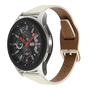 22mm T-shaped Starry Sky Style Litchi Texture Genuine Leather Watch Band(Beige)