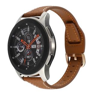 22mm T-shaped Starry Sky Style Litchi Texture Genuine Leather Watch Band(Brown)
