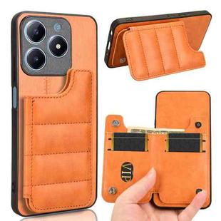 For Realme C63 / C61 4G / Narzo N63 Cow Pattern Sewing Card Bag Phone Case(Orange)